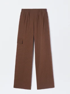 PARFOIS Pantalón Fluido Con Cintura Elástica Marrón Hot