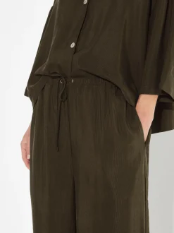 PARFOIS Pantalón Fluido Con Cintura Elástica Caqui Discount