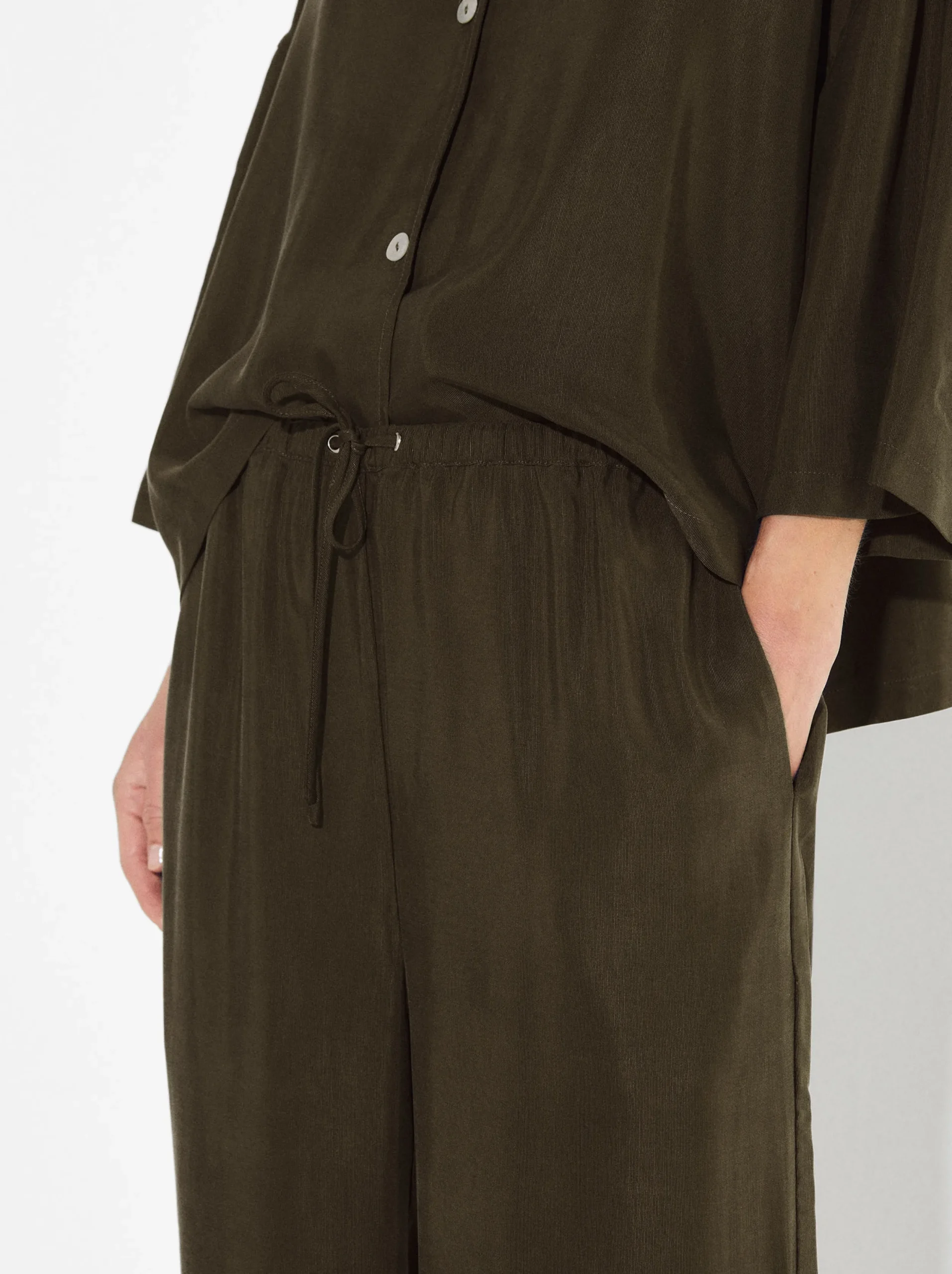PARFOIS Pantalón Fluido Con Cintura Elástica Caqui Discount