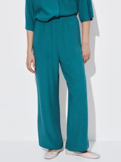 PARFOIS Pantal&oacute;n Fluido Con Cintura El&aacute;stica Azul Best Sale