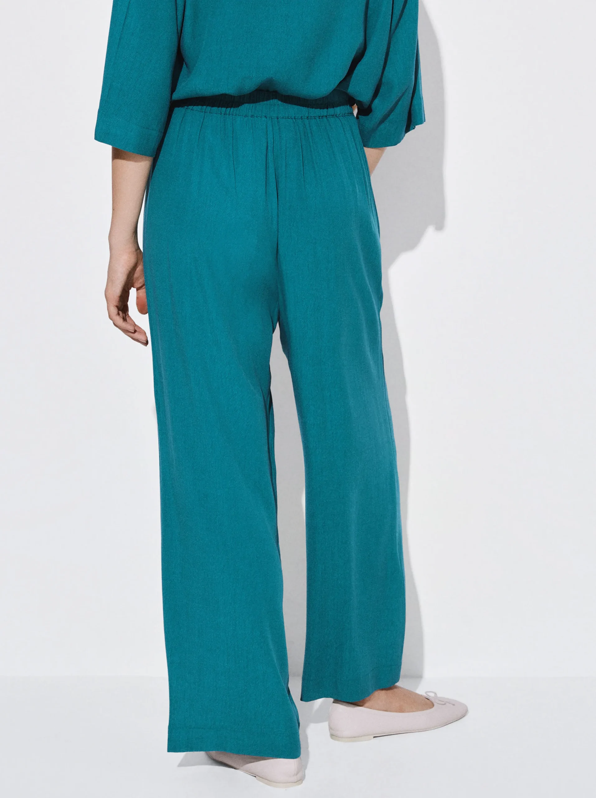 PARFOIS Pantalón Fluido Con Cintura Elástica Azul Best Sale