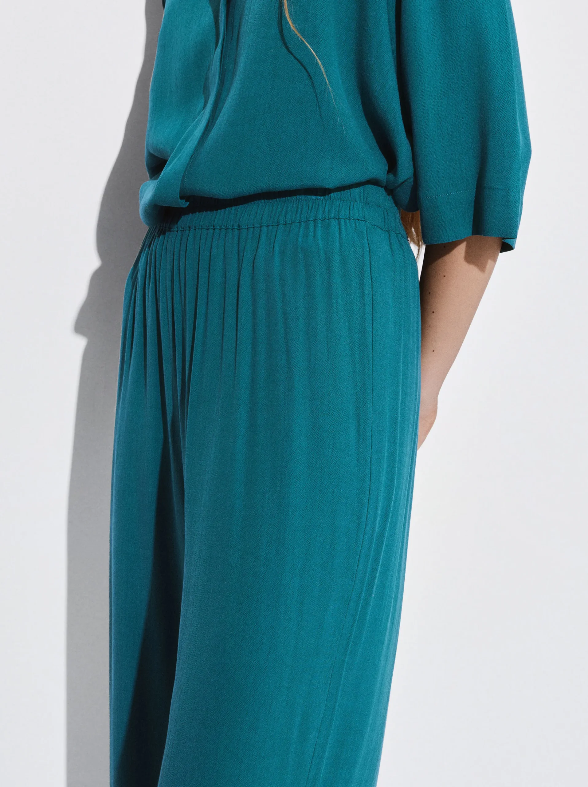 PARFOIS Pantalón Fluido Con Cintura Elástica Azul Best Sale