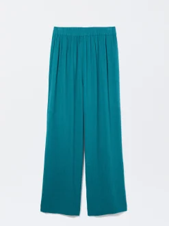 PARFOIS Pantalón Fluido Con Cintura Elástica Azul Best Sale