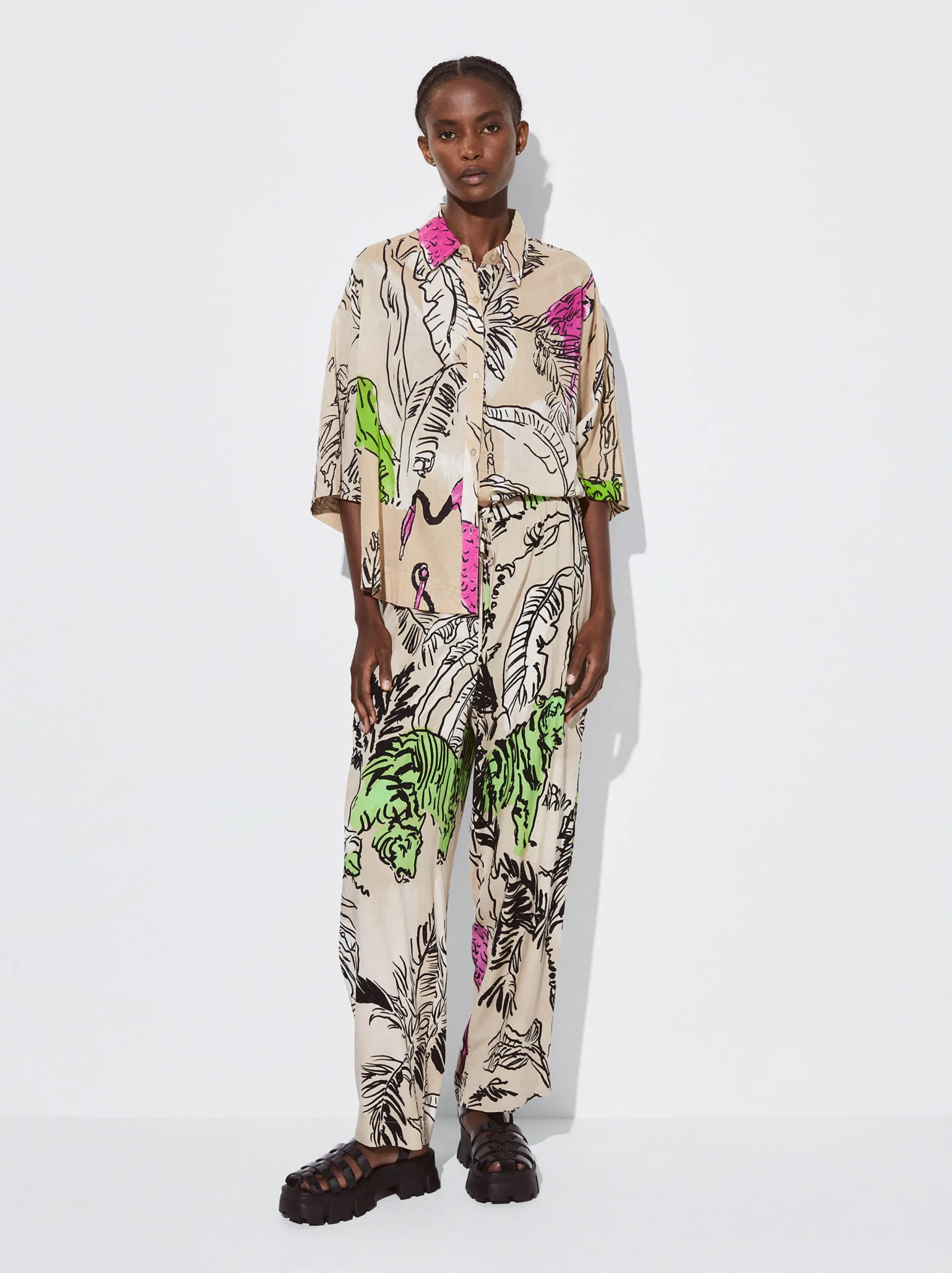 PARFOIS Pantalón Fluido Estampado Multicor Best Sale