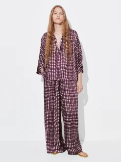 PARFOIS Pantalón Fluido Estampado Burdeos Cheap