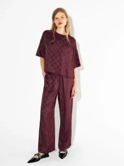 PARFOIS Pantalón Fluido Jacquard Burdeos Flash Sale