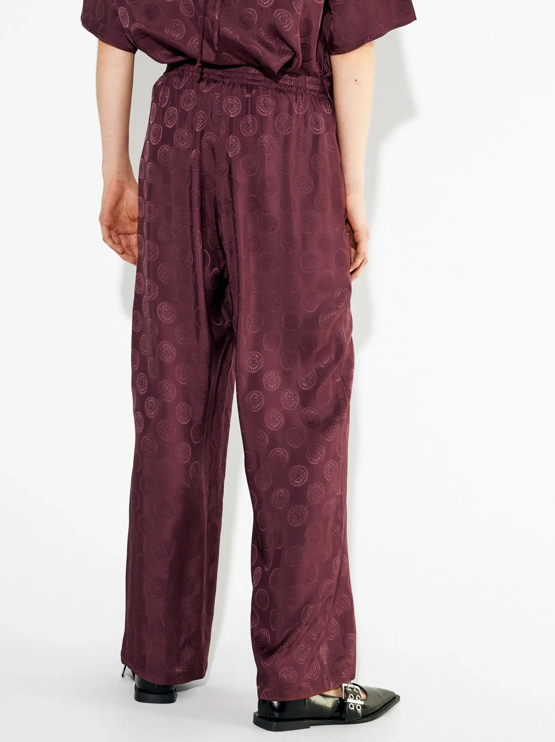PARFOIS Pantalón Fluido Jacquard Burdeos Flash Sale