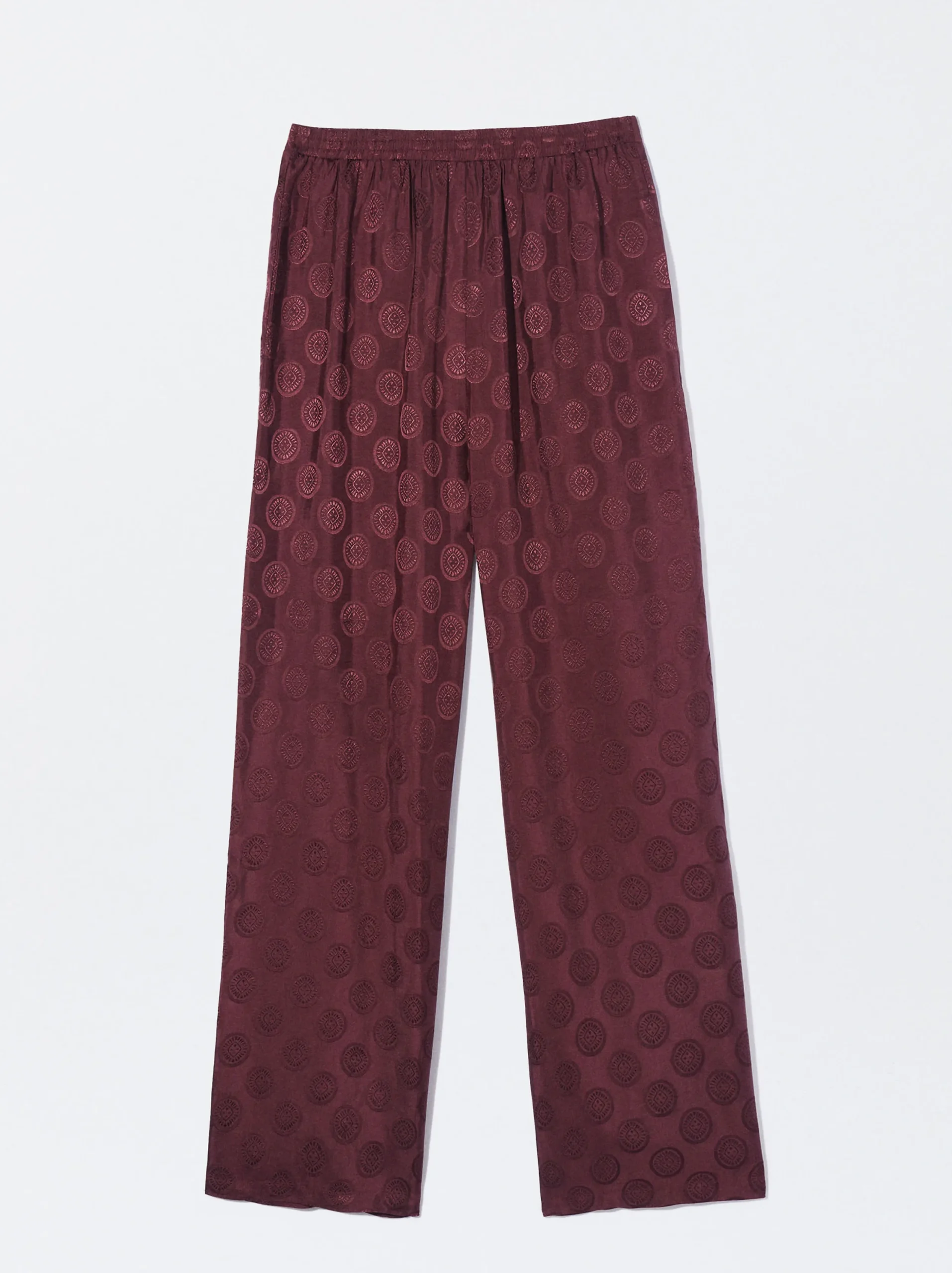 PARFOIS Pantalón Fluido Jacquard Burdeos Flash Sale