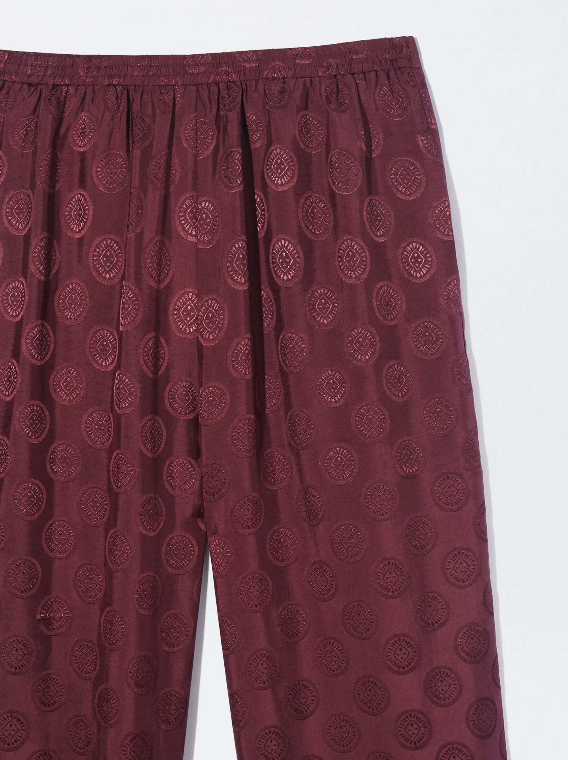 PARFOIS Pantalón Fluido Jacquard Burdeos Flash Sale