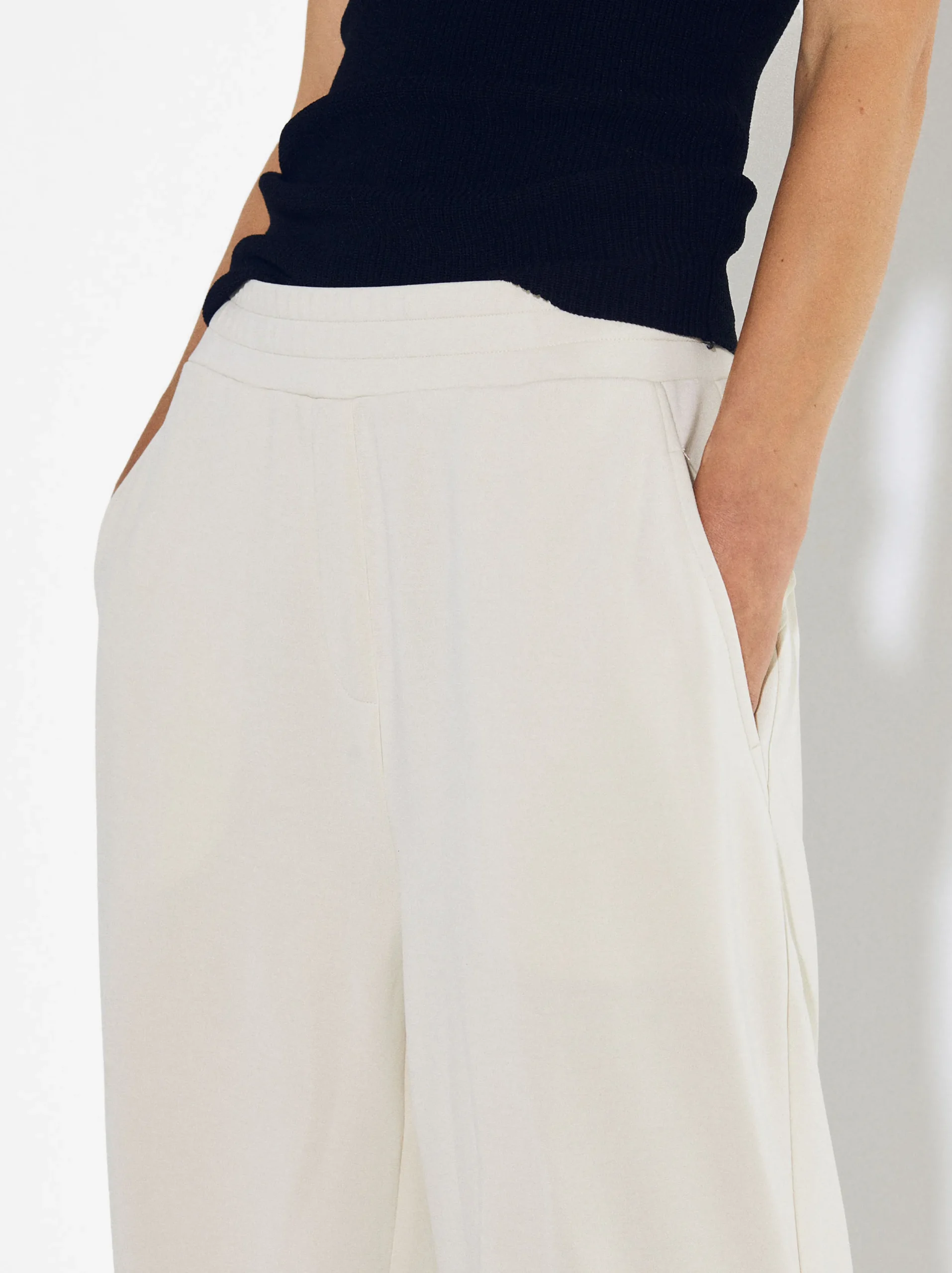 PARFOIS Pantalón Modal Cintura Elástica Blanco Best Sale