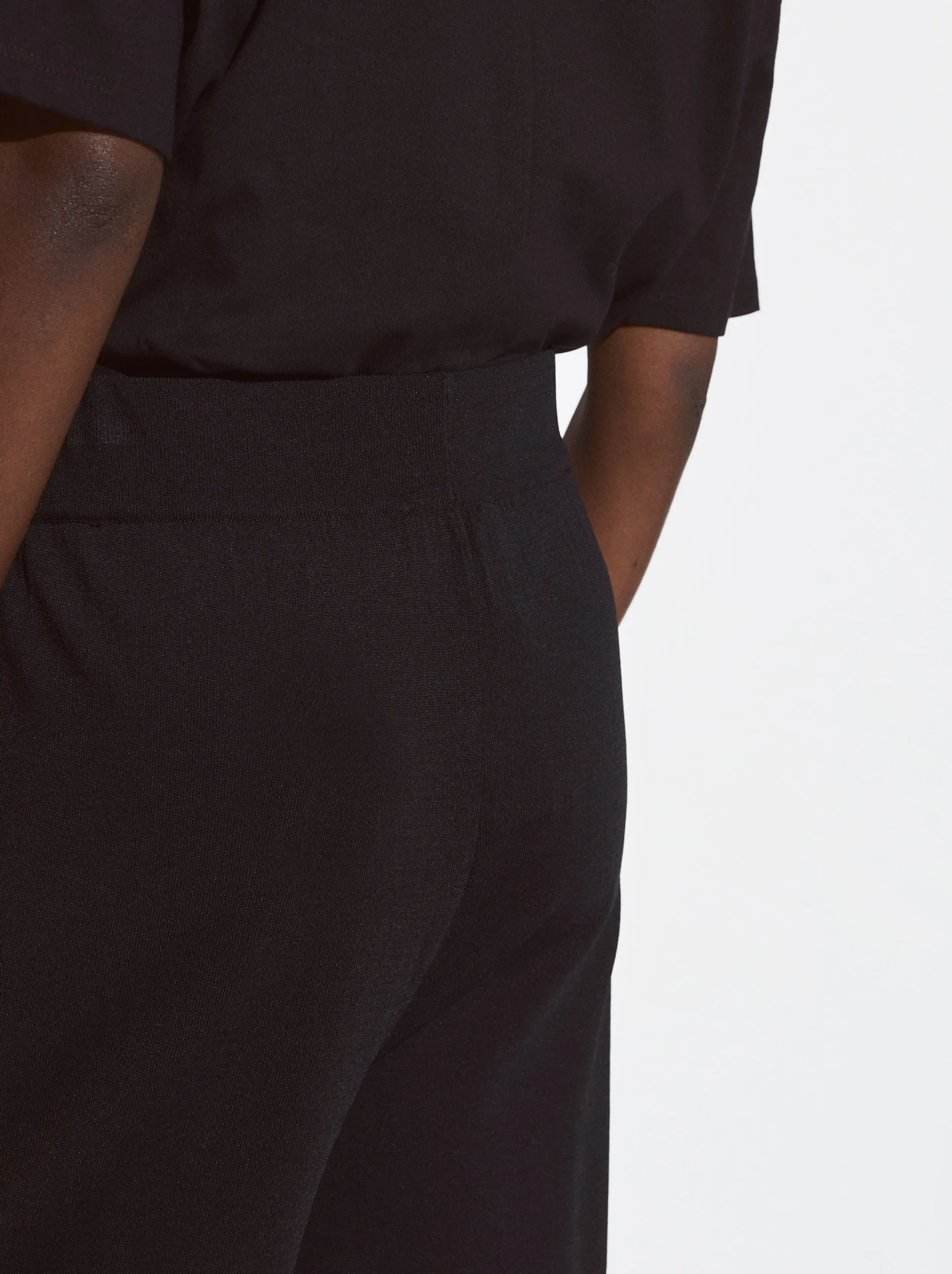 PARFOIS Pantalón Recto Cintura Elástica Negro Shop