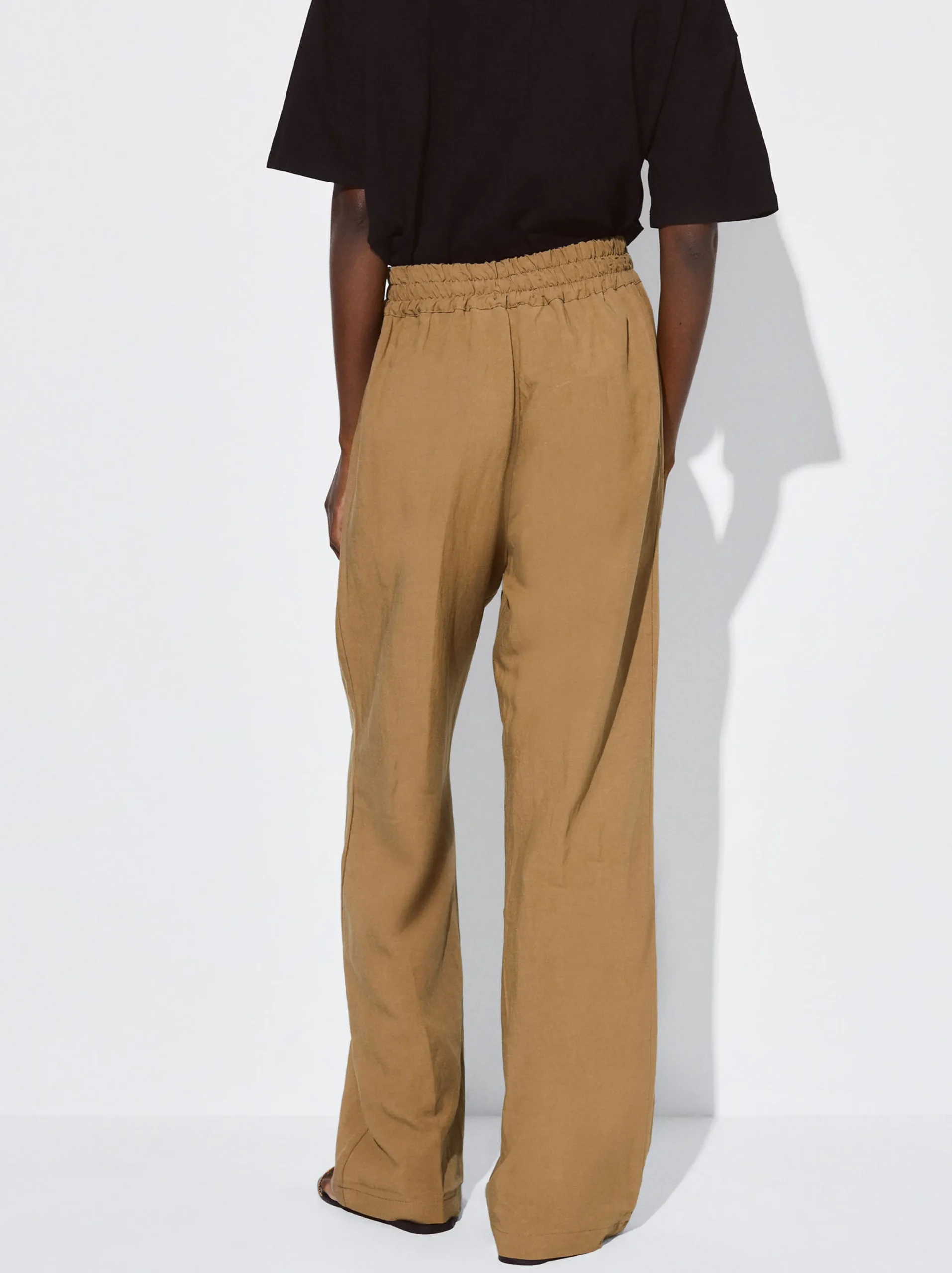 PARFOIS Pantalón Recto Con Lino Caqui Clearance