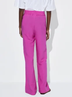 PARFOIS Pantalón Recto Con Lino Fucsia Sale
