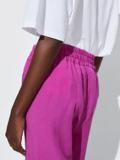 PARFOIS Pantalón Recto Con Lino Fucsia Sale