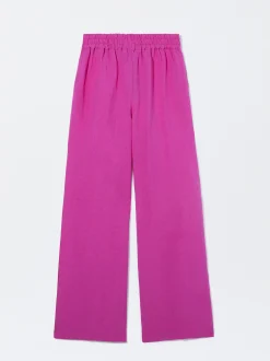 PARFOIS Pantalón Recto Con Lino Fucsia Sale