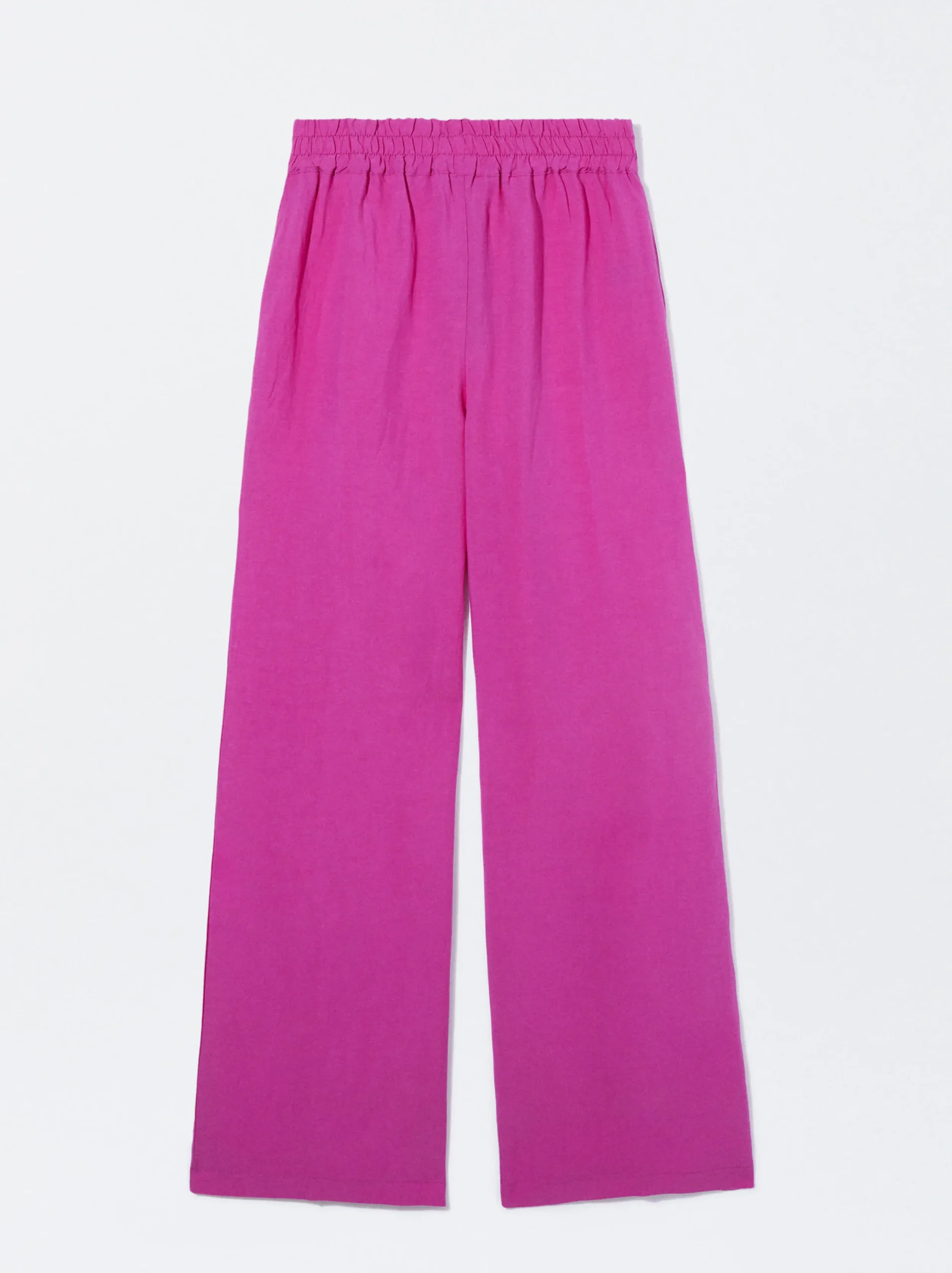 PARFOIS Pantalón Recto Con Lino Fucsia Sale