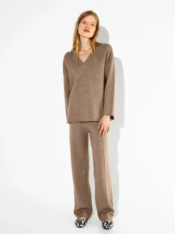 PARFOIS Pantalón Recto De Punto Camel Best