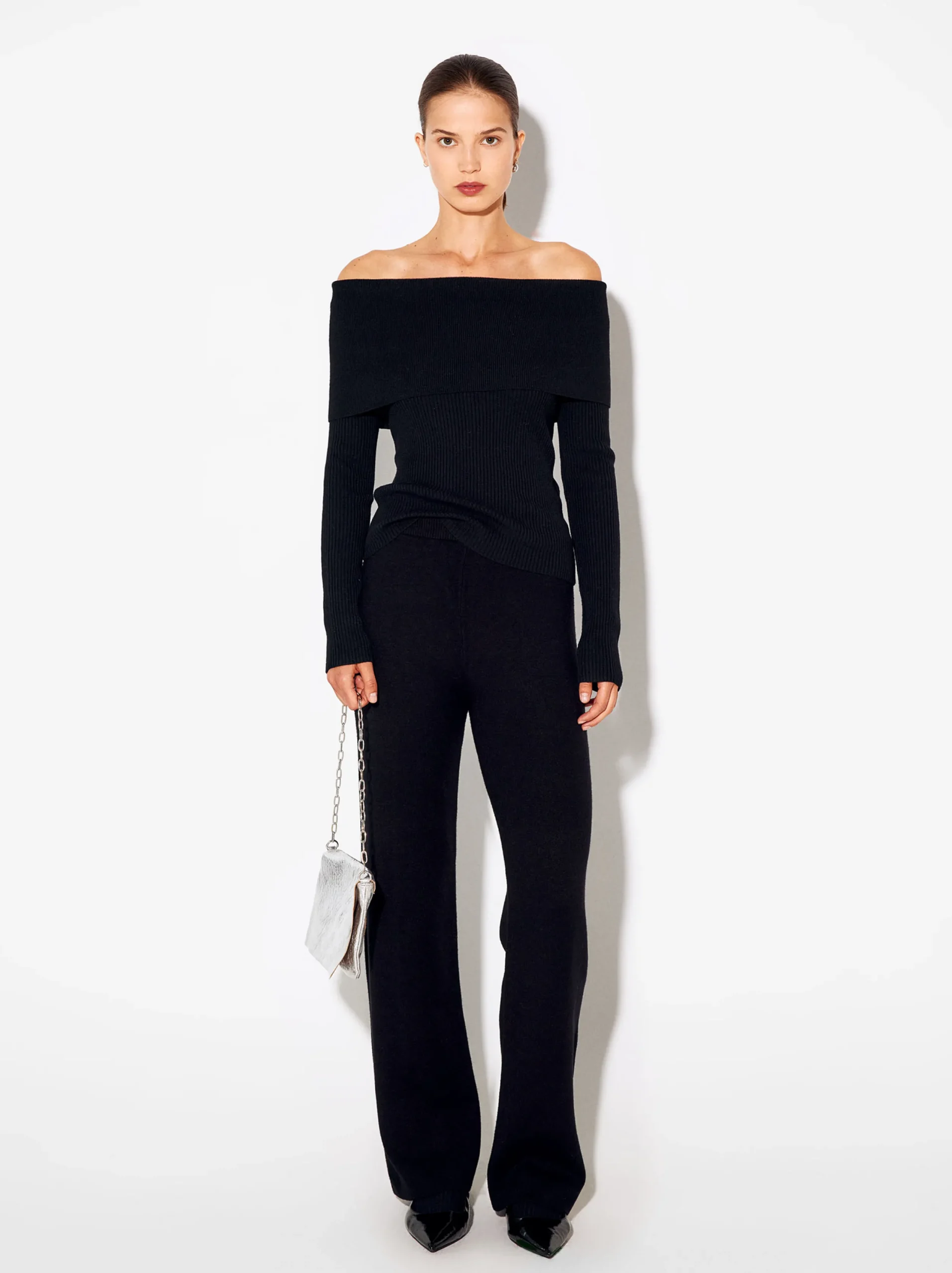 PARFOIS Pantalón Recto De Punto Negro Store