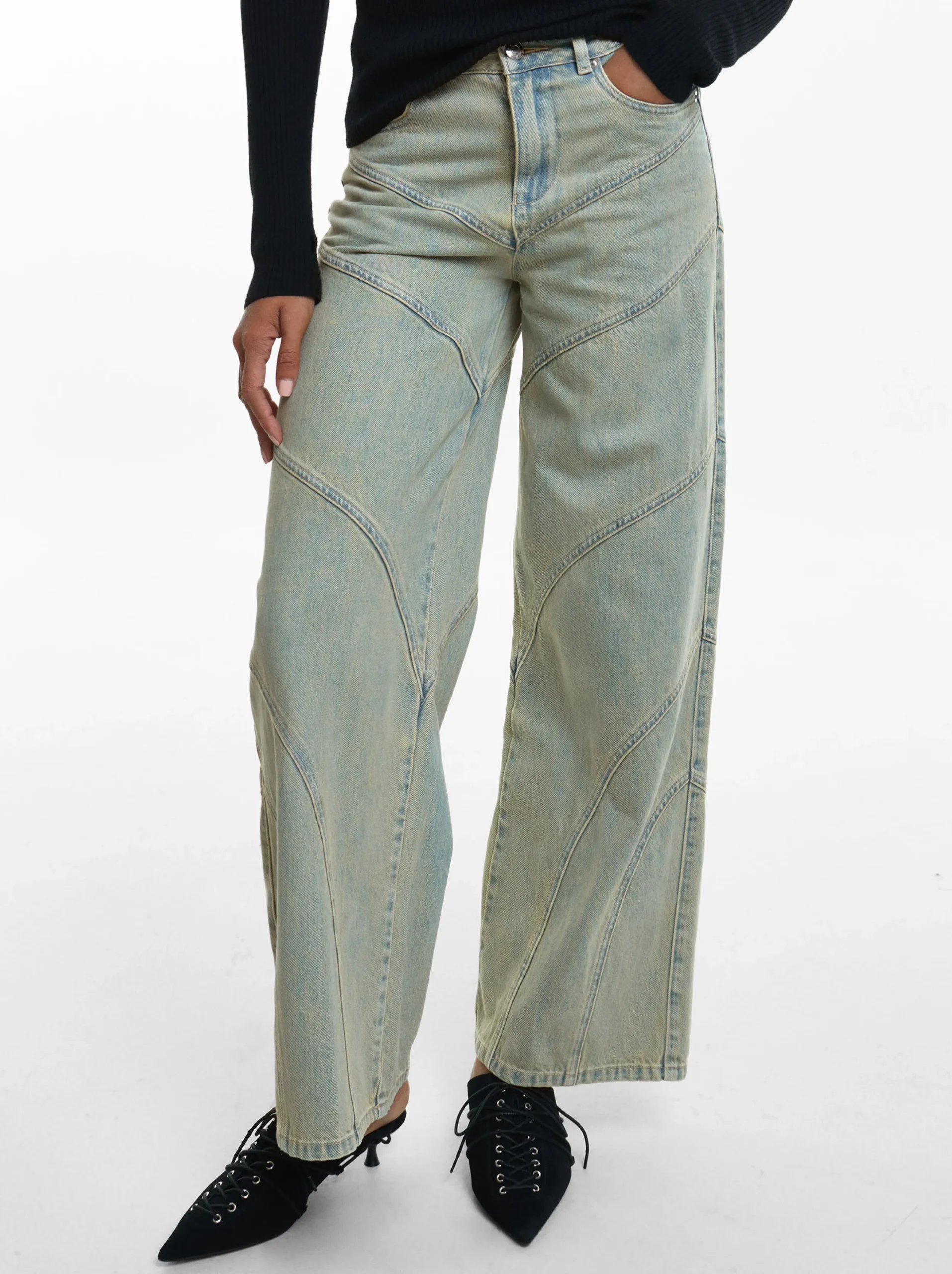 PARFOIS Pantalón Vaquero De Tiro Medio Azul Sale