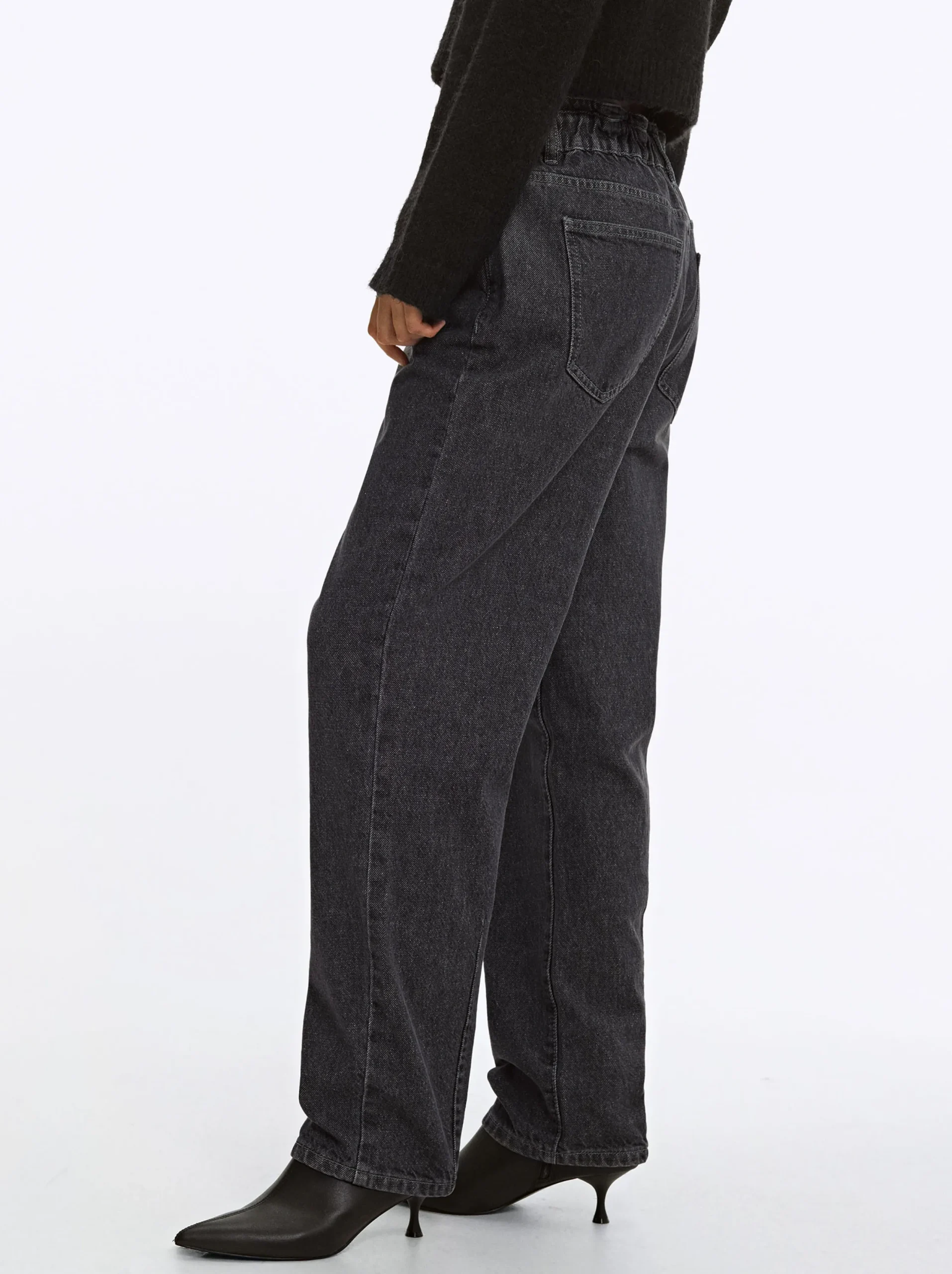 PARFOIS Pantalón Vaquero Paperbag Gris New