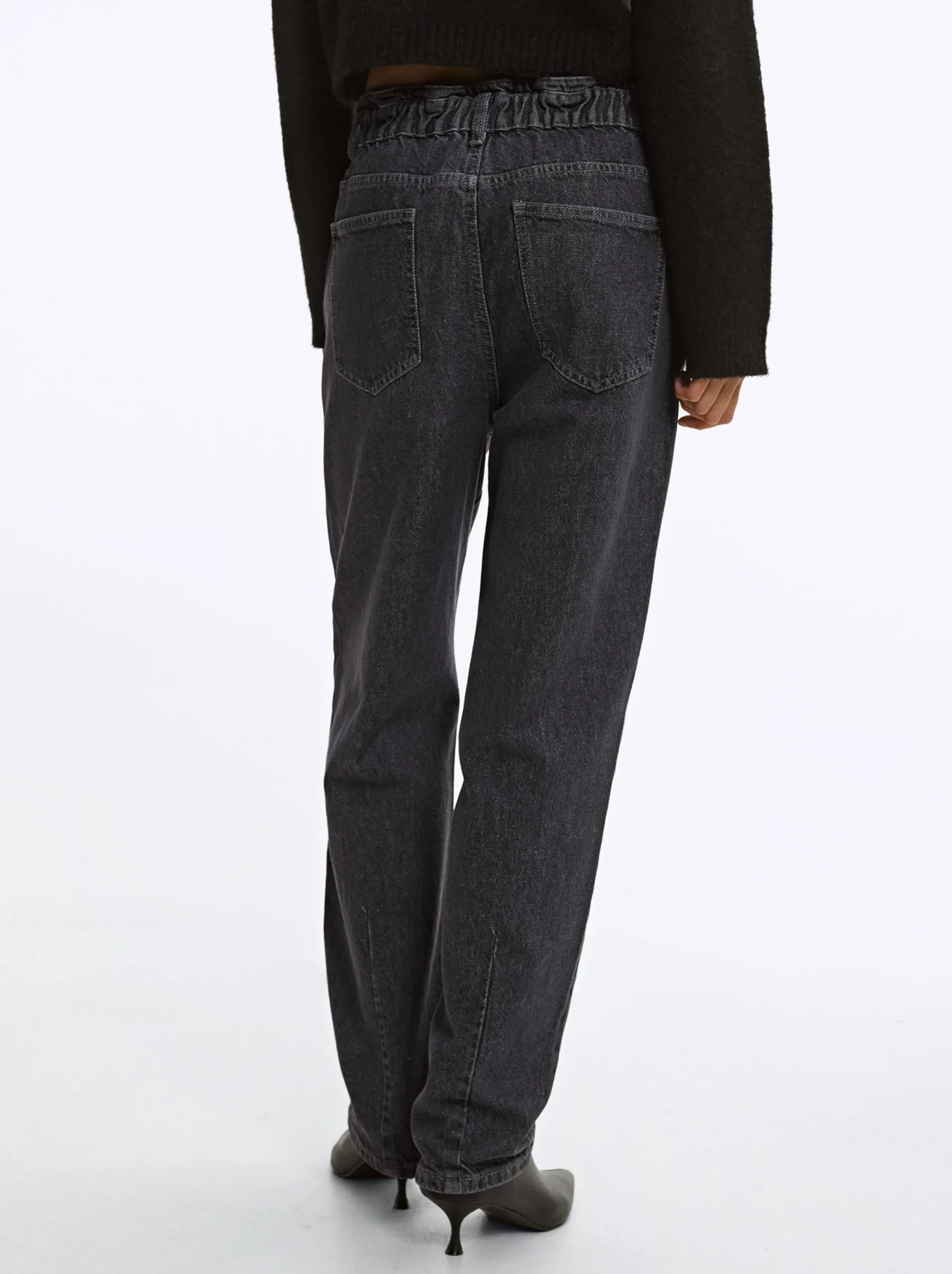 PARFOIS Pantalón Vaquero Paperbag Gris New