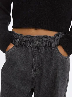 PARFOIS Pantalón Vaquero Paperbag Gris New