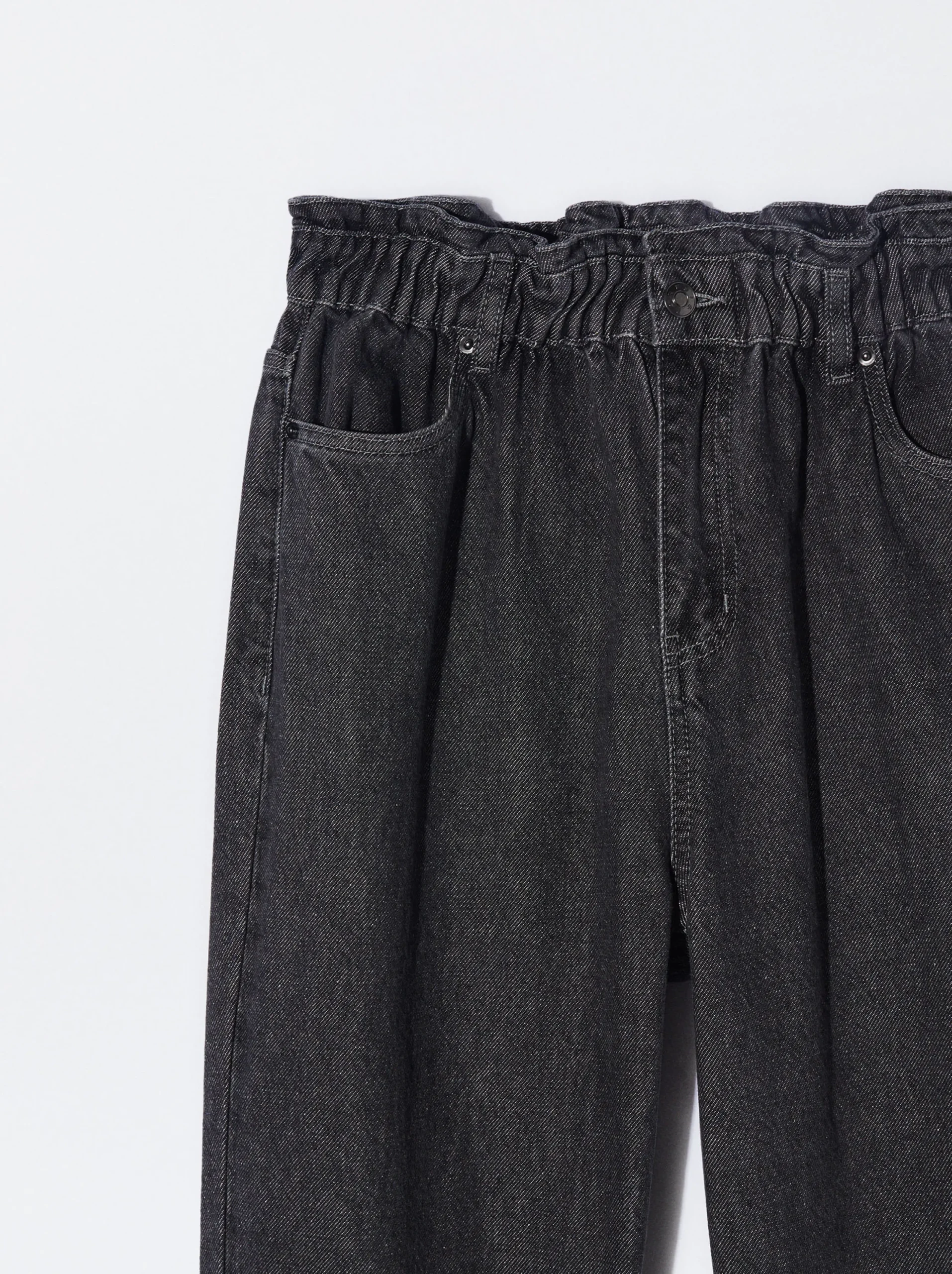 PARFOIS Pantalón Vaquero Paperbag Gris New