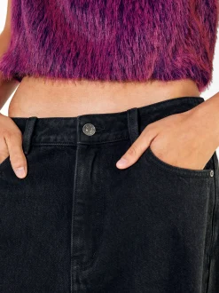 PARFOIS Pantalón Vaquero Wide Leg Negro Sale