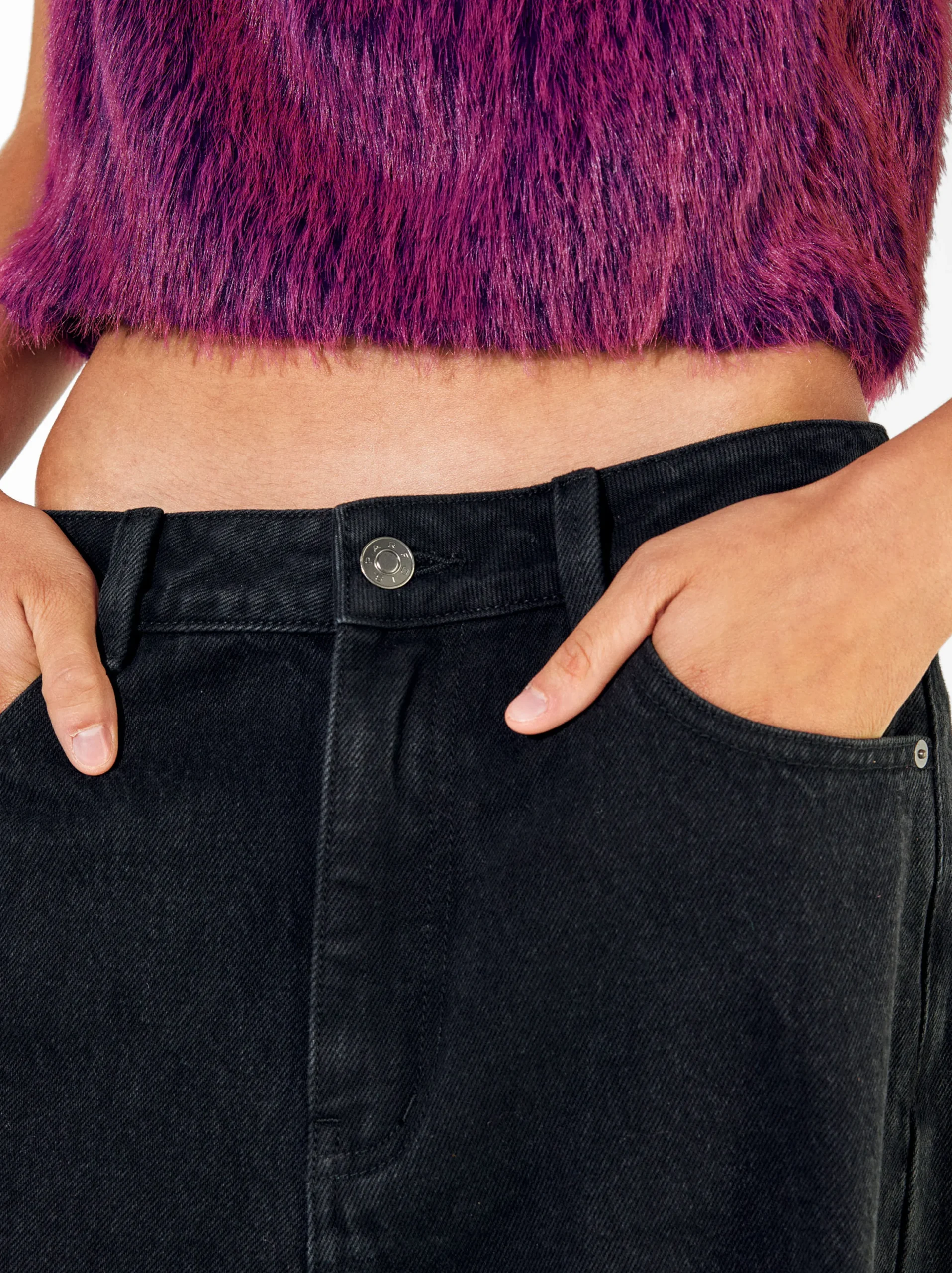 PARFOIS Pantalón Vaquero Wide Leg Negro Sale