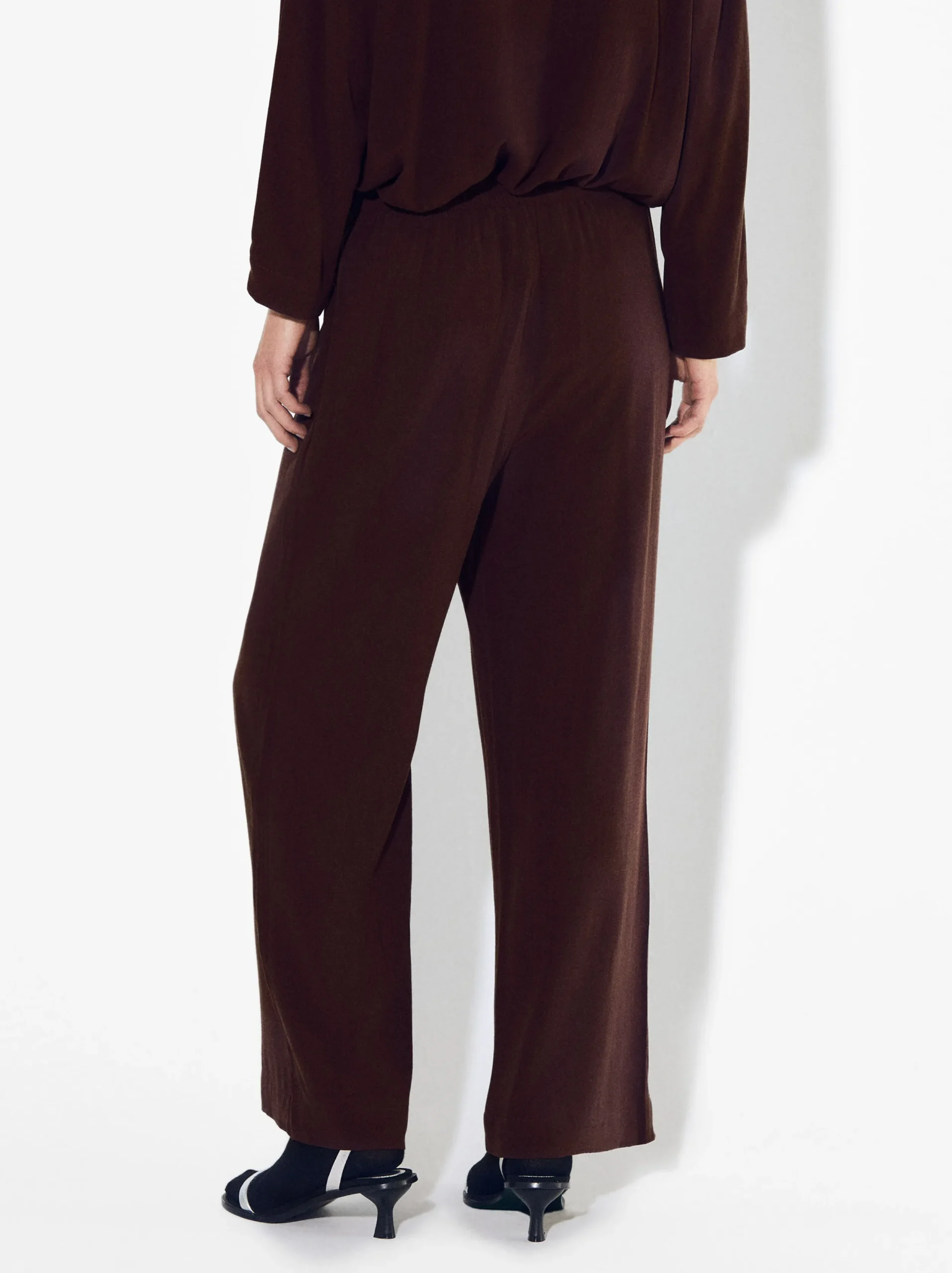 PARFOIS Pantalón Wide Leg Con Lyocell Burdeos Hot