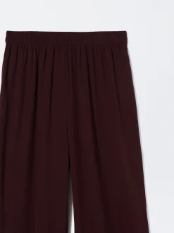 PARFOIS Pantalón Wide Leg Con Lyocell Burdeos Hot