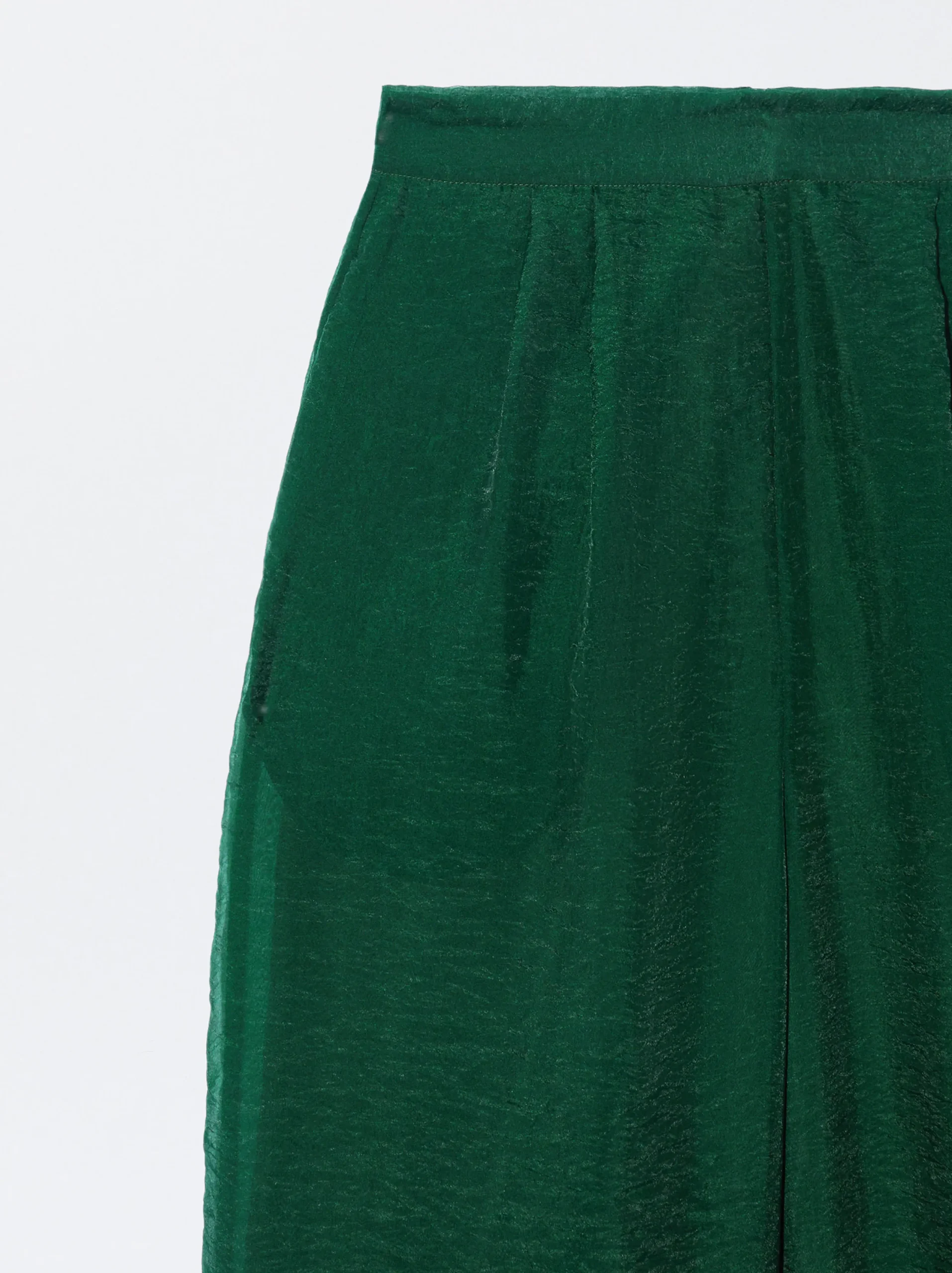 PARFOIS Pantalón Wide Leg De Tejido Brillante Verde Cheap