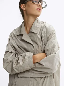 PARFOIS Parka Con Efecto Brillante Gris New