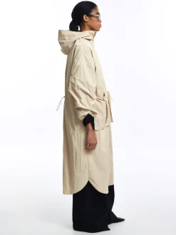 PARFOIS Parka Larga Con Bolsillos Beige Shop