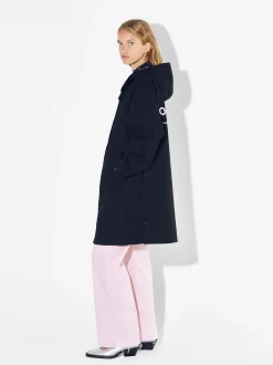 PARFOIS Parka Larga Con Capucha Negro Cheap