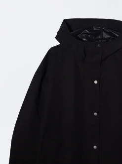 PARFOIS Parka Larga Con Capucha Negro Cheap
