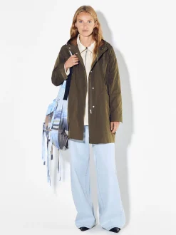 PARFOIS Parka Larga Con Capucha Caqui Discount