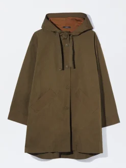 PARFOIS Parka Larga Con Capucha Caqui Discount