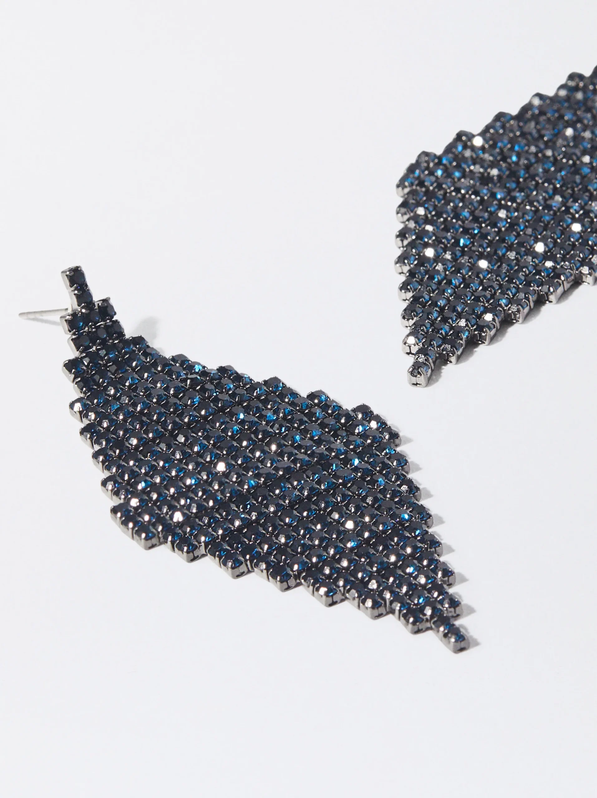 PARFOIS Pedientes Largos Rombo Cristales Azul Marino Flash Sale