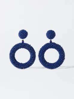 PARFOIS Pendientes Abalorios Azul Marino Cheap