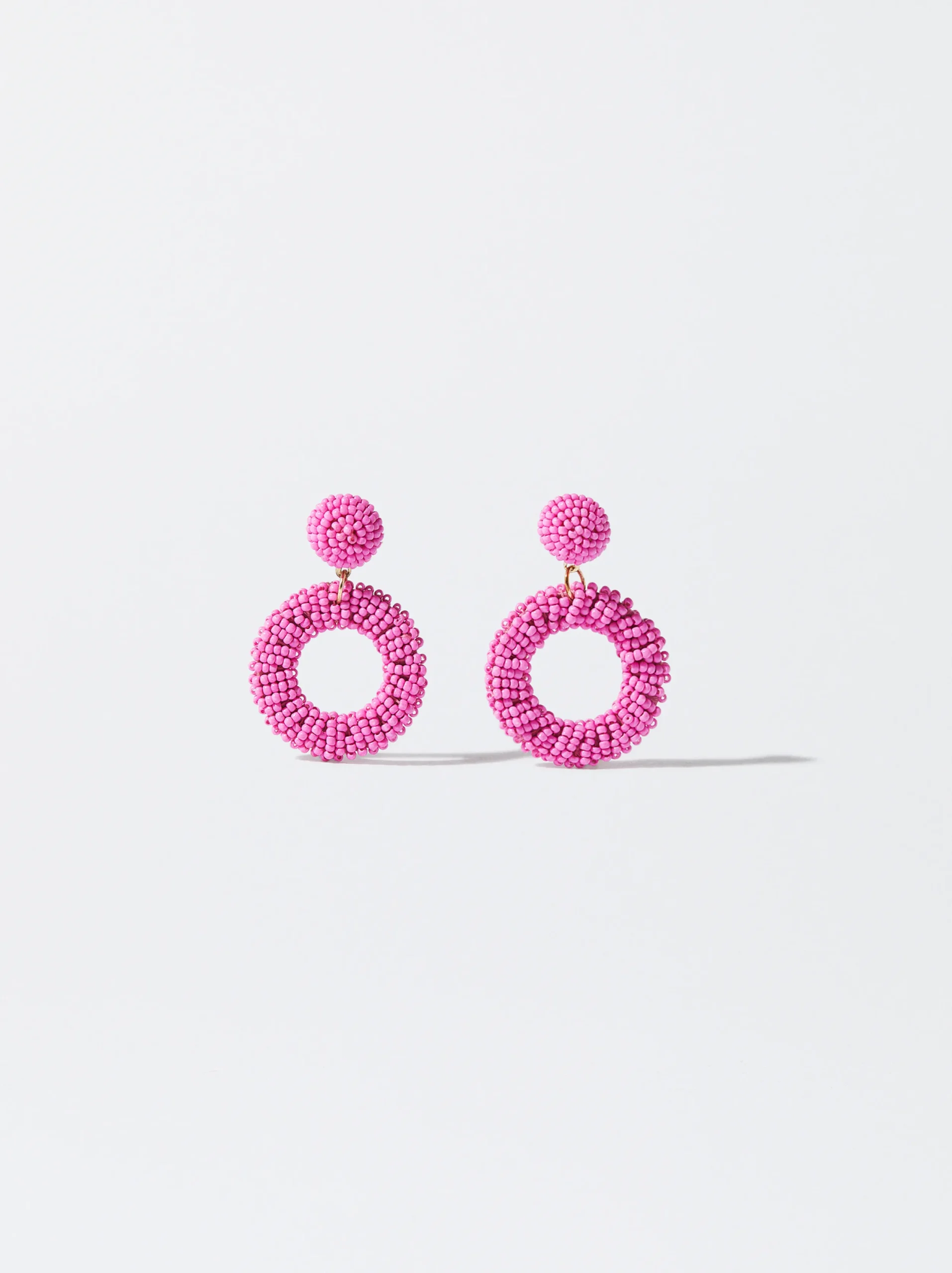 PARFOIS Pendientes Con Abalorios Fucsia Sale