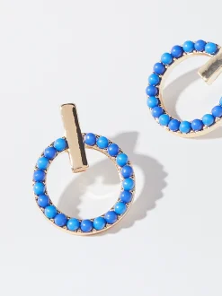 PARFOIS Pendientes Con Abalorios Azul Marino Store