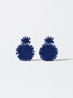 PARFOIS Pendientes Con Abalorios Azul Marino Sale