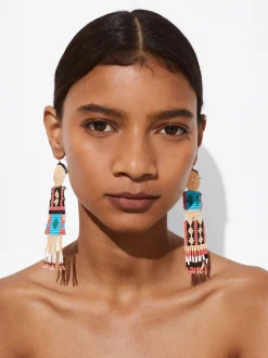 PARFOIS Pendientes Con Abalorios Multicor Fashion