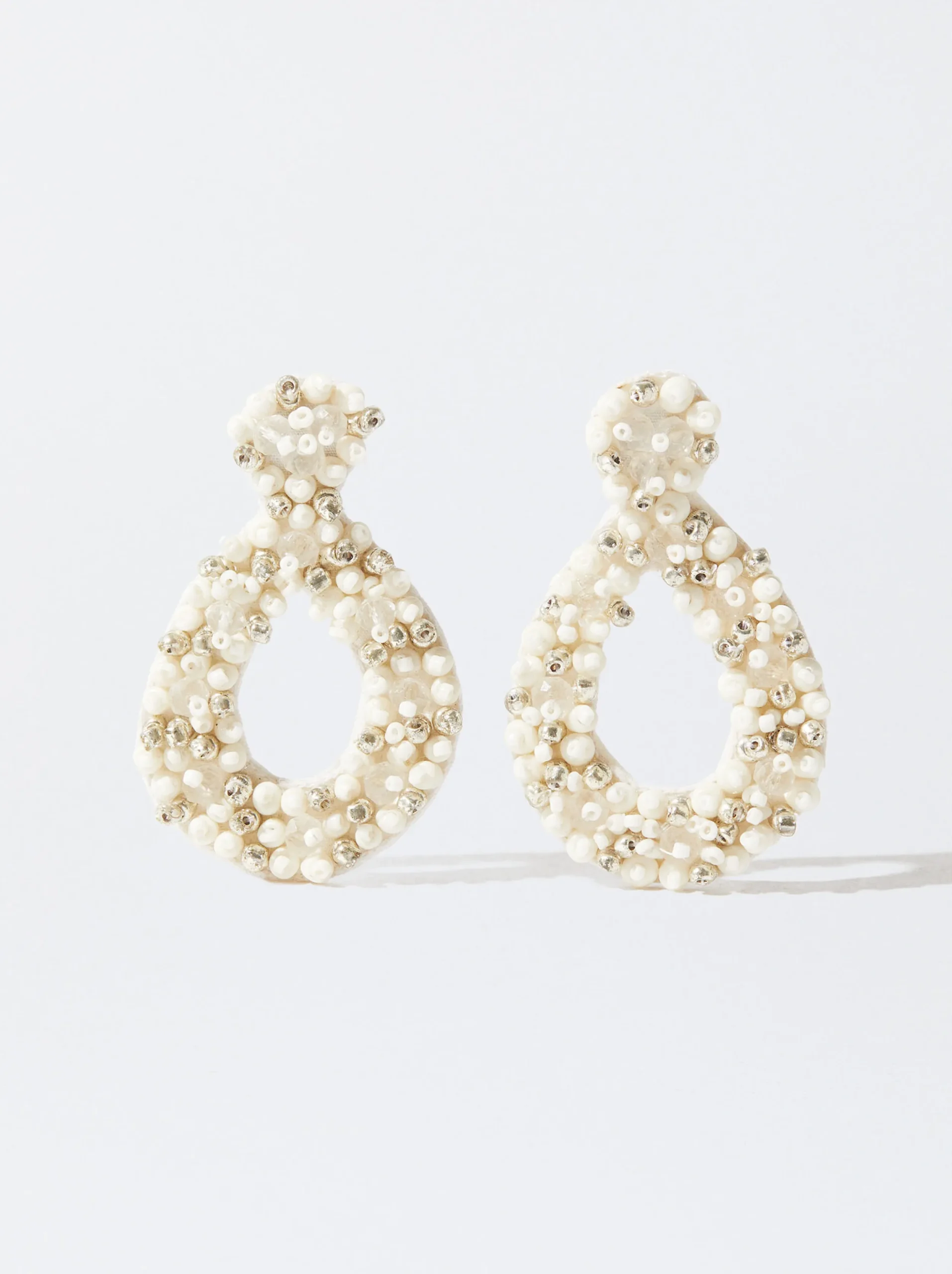 PARFOIS Pendientes Con Abalorios Blanco New