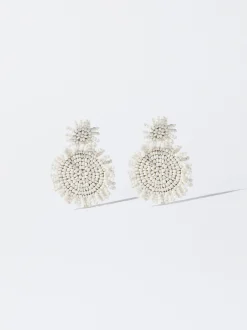 PARFOIS Pendientes Con Abalorios Blanco Clearance