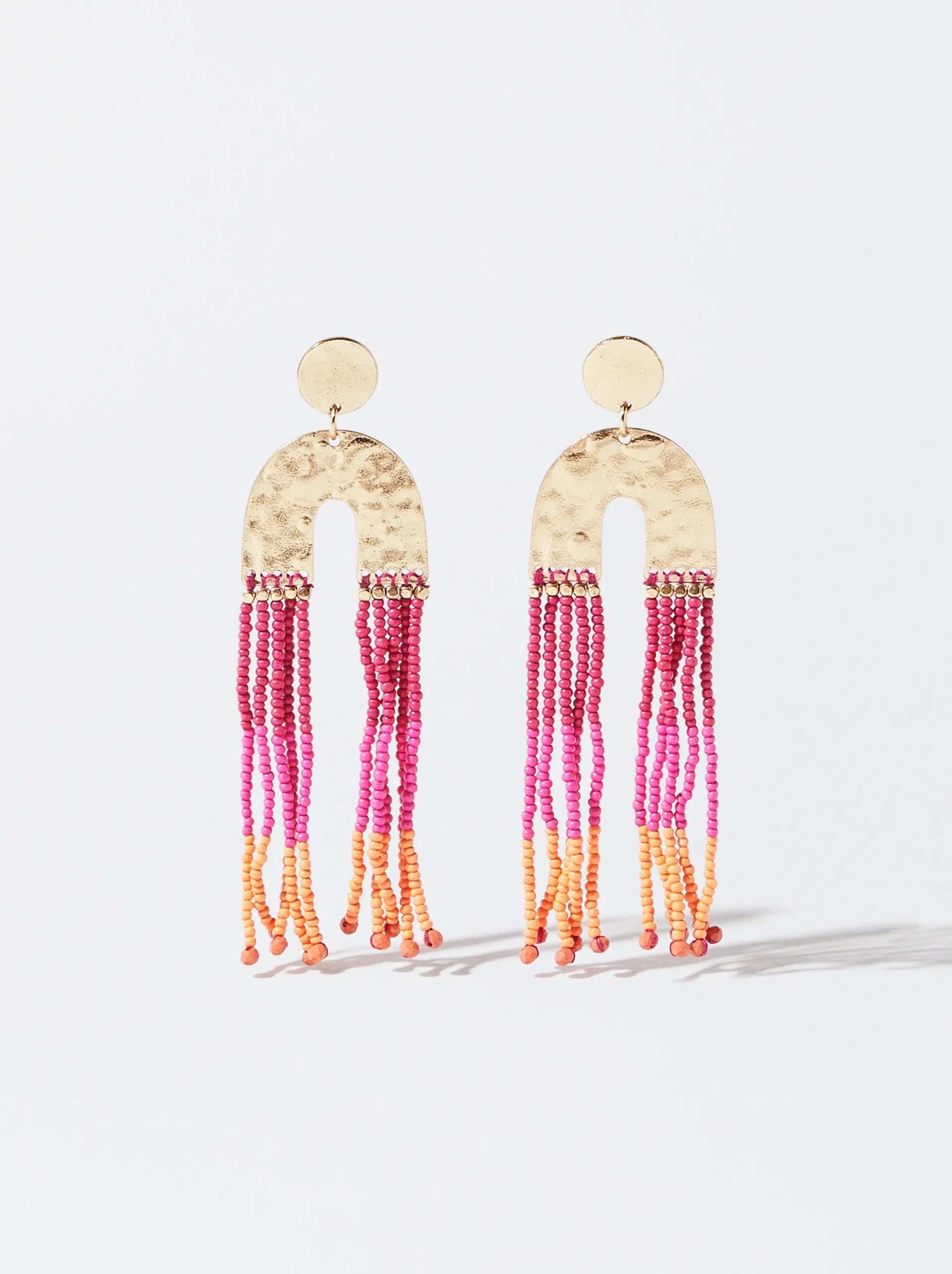 PARFOIS Pendientes Con Abalorios Fucsia Best Sale