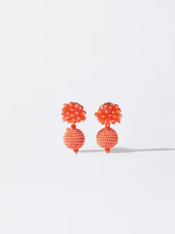 PARFOIS Pendientes Con Abalorios Naranja New