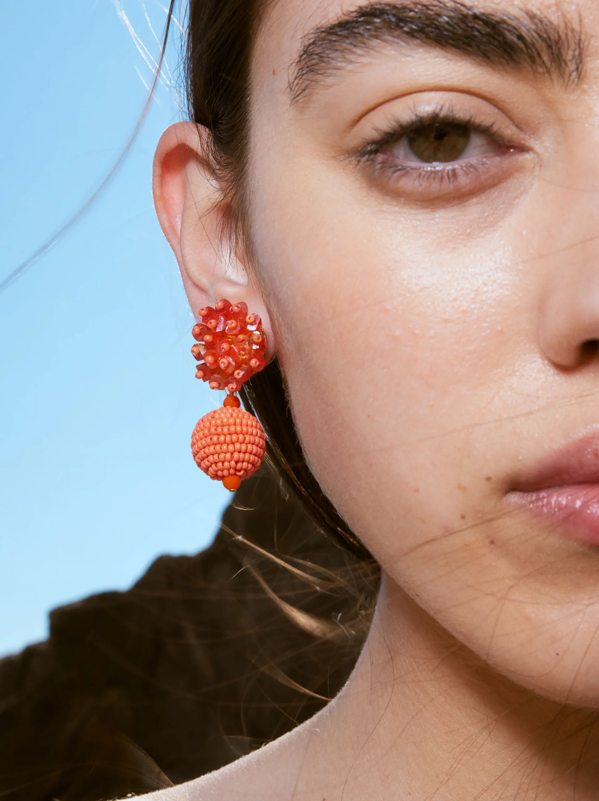 PARFOIS Pendientes Con Abalorios Naranja New