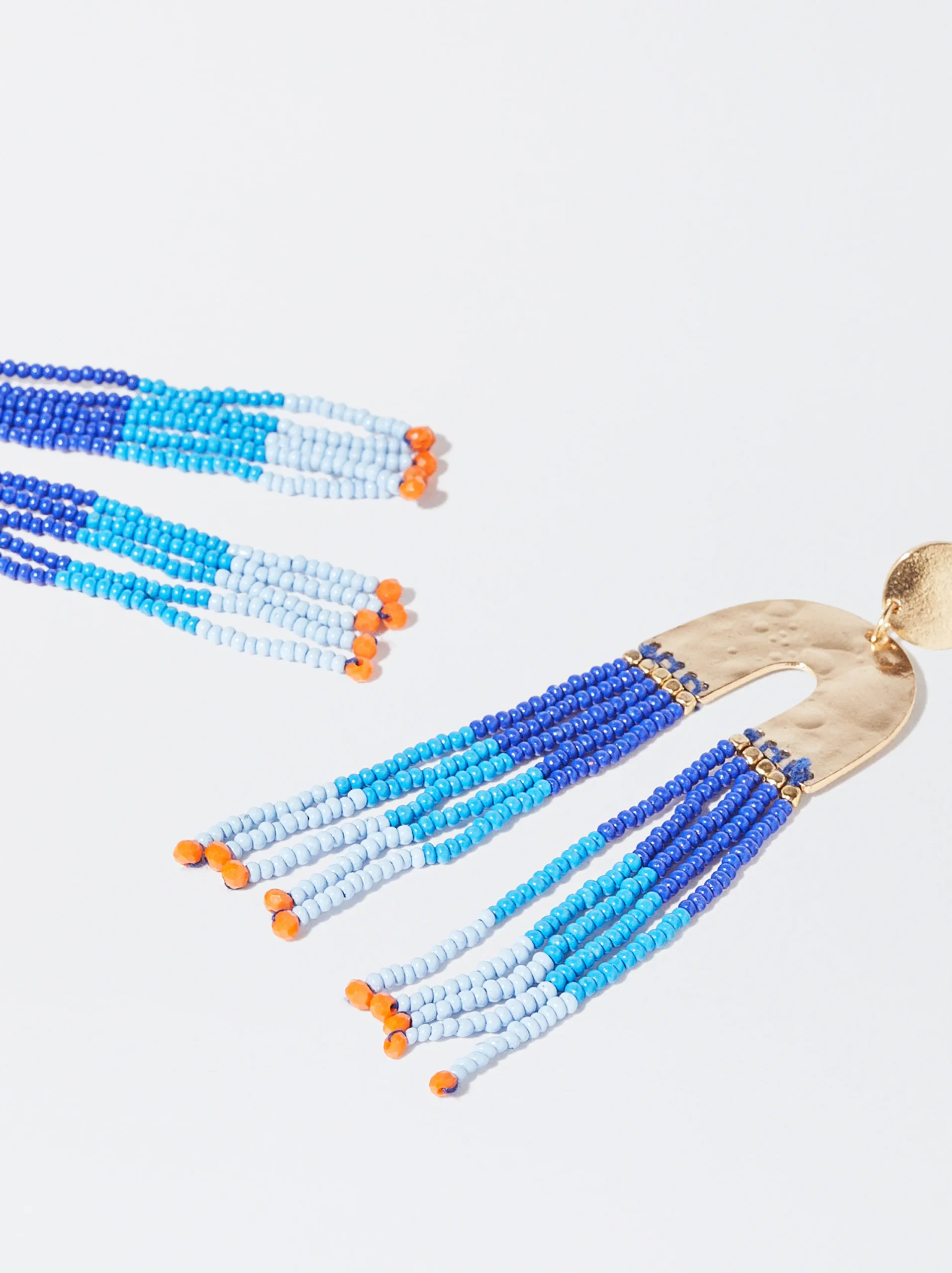 PARFOIS Pendientes Con Abalorios Azul Marino Fashion